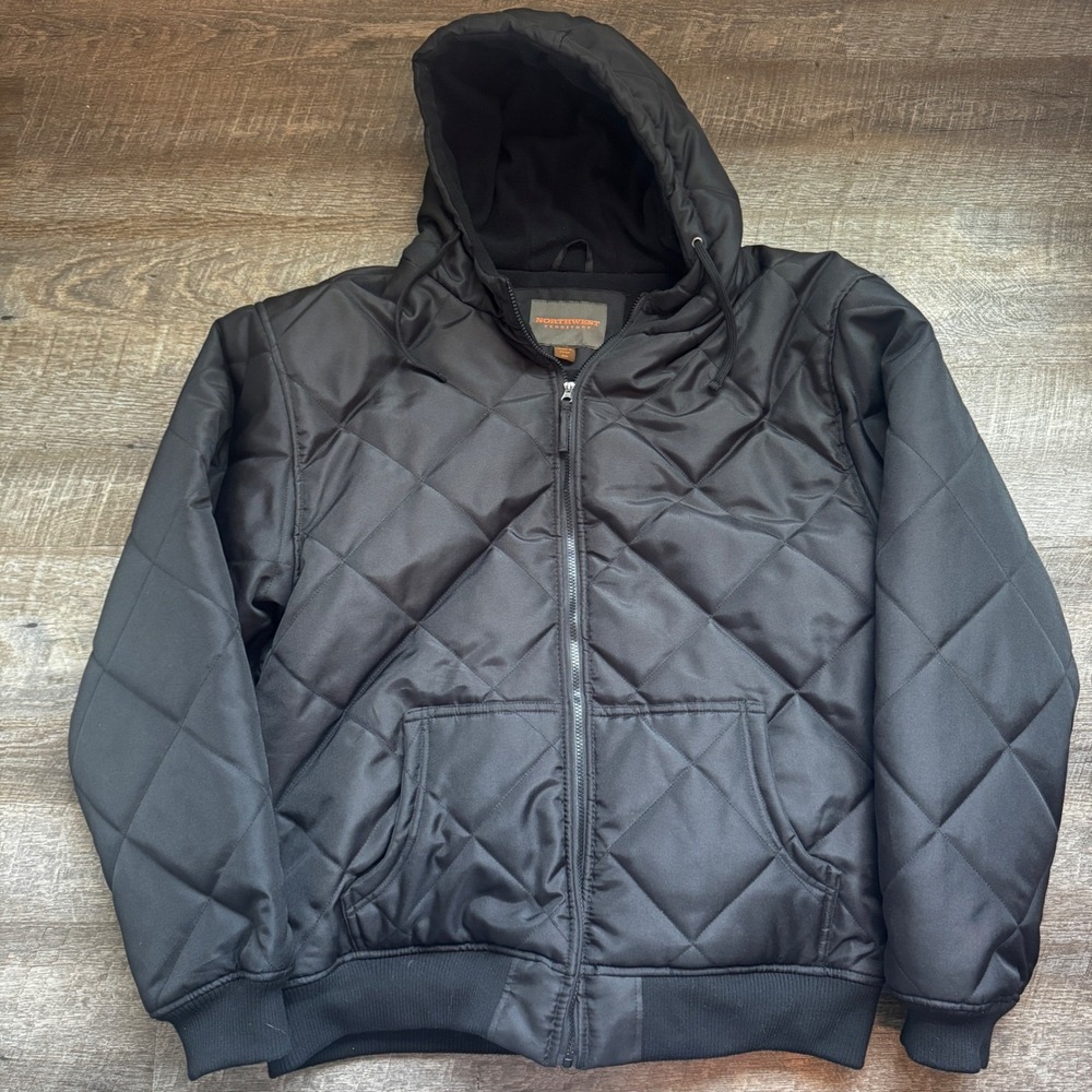 Northwest Territory Quilted Hooded Jacket 4XL Regular Black Fleece Lined Puffer